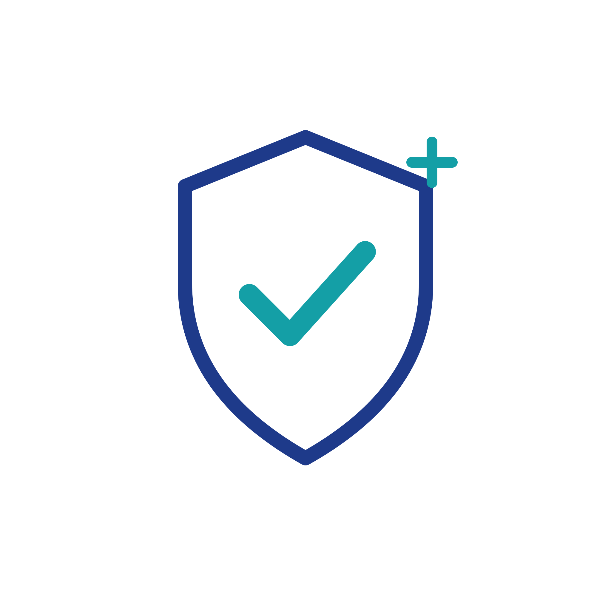 Shield with a checkmark and plus sign
